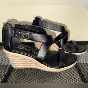 Calvin Klein Black Wedge Shoes